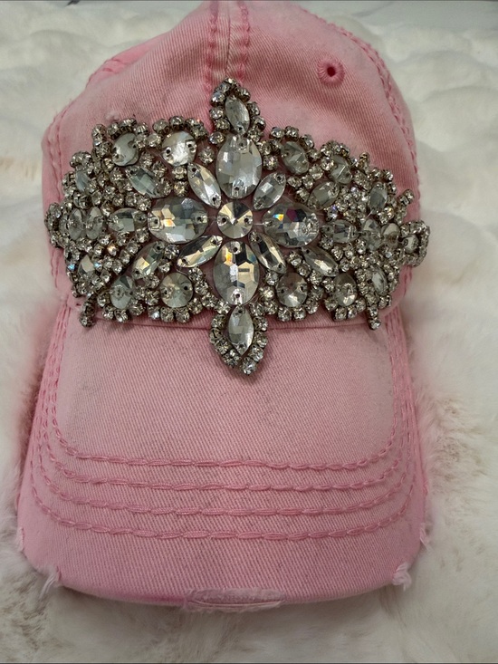 Olive & Pique Accessories - Pink Crystal-Embellished Women's Baseball Cap